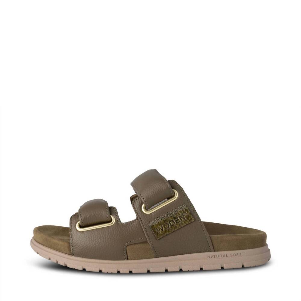 NEW WODEN women lisa leather sandals in dark olive